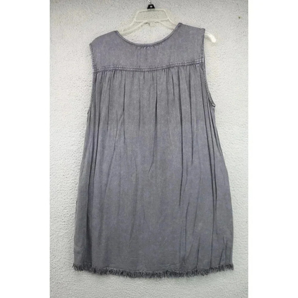 Umgee Gray Sleeveless Acid Washed Dress-Size Medium-Pockets - Picture 5 of 7